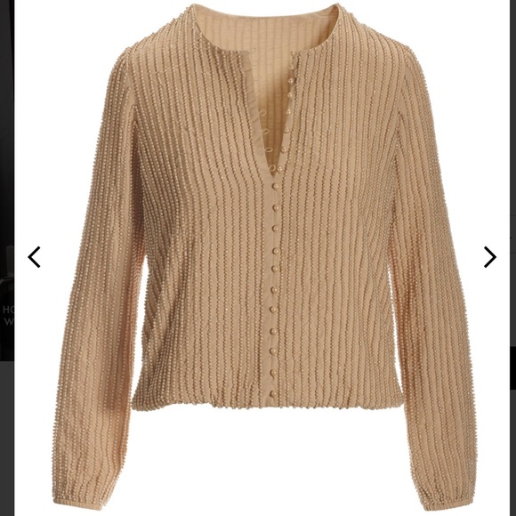 Over The Top Pearl Blouse Size M COLOR : Champagne brand New - Picture 2 of 7